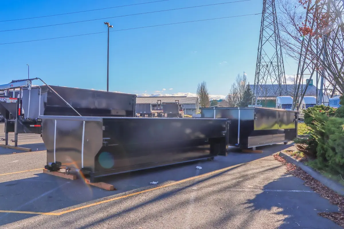 Roll-off dumpster ready for waste disposal at job site for Construction Dumpster Rental in Sturgis